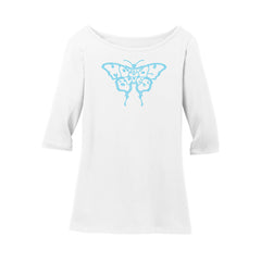 Aqua Crystal Butterfly Moody Blues Logo White Tunic